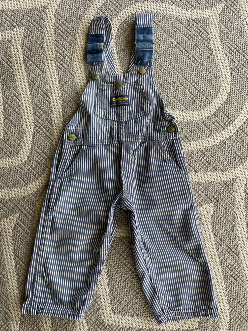 Oshkosh B’gosh vintage overalls blue stripy denim approx age 24 / 2 / 3 great